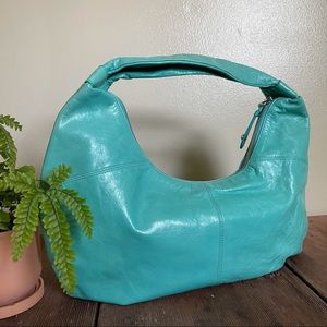 Hobo Teal Crescent Shape Handbag Purse